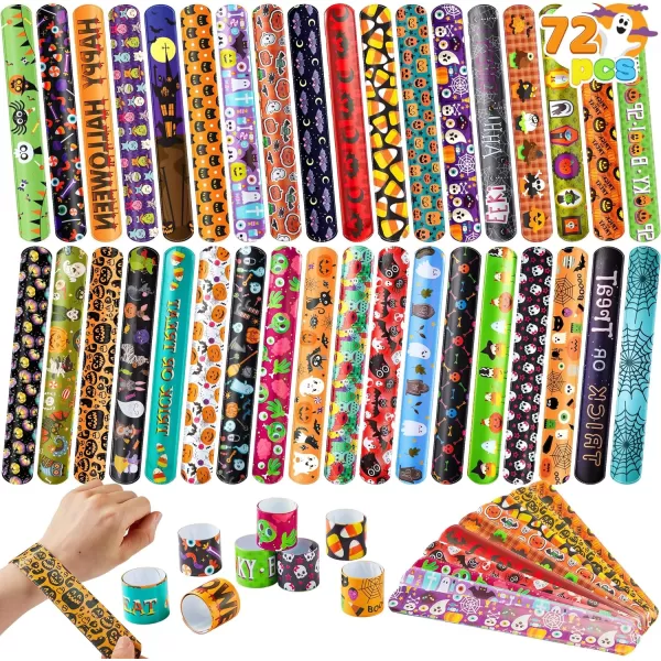 imageJOYIN 72 PCS Halloween Slap Bracelets Halloween Toys for Kids Girls Boys 36 Different Design Bracelets Bulk for Party Favors and Supplies Halloween Treat Bags Gifts