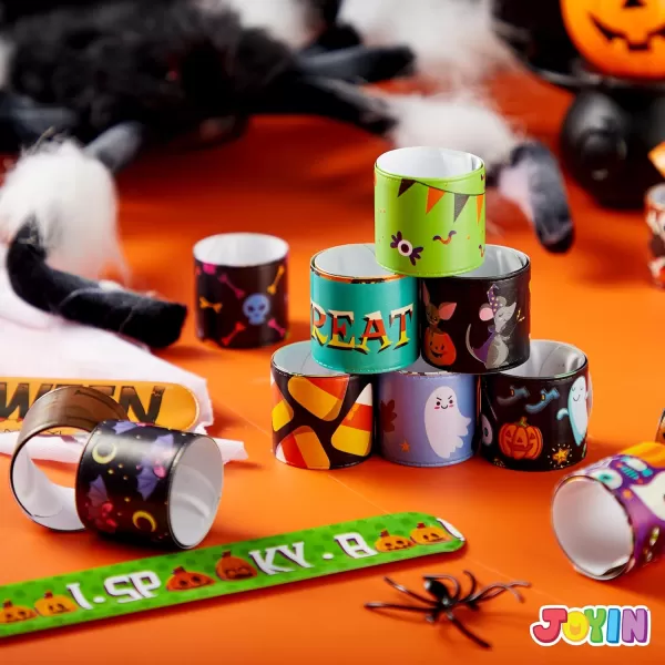 imageJOYIN 72 PCS Halloween Slap Bracelets Halloween Toys for Kids Girls Boys 36 Different Design Bracelets Bulk for Party Favors and Supplies Halloween Treat Bags Gifts