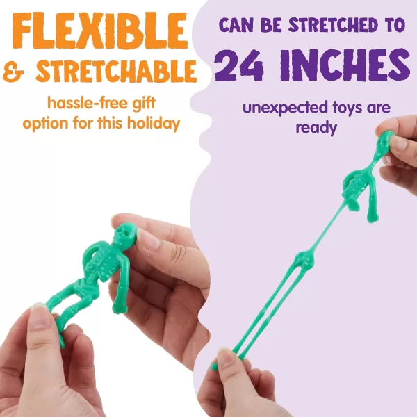 imageJOYIN 72 PCS Halloween Stretchy Skeleton Toys Stretchable Skull squishy toys for Kids Gift Trick Or Treat Goodie Bags Fillers Sticky Hand Toy Party Favors Halloween Spooky Decoration Game PrizesColorful Stretchy Skeletons