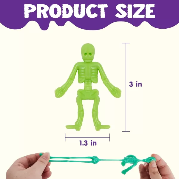 imageJOYIN 72 PCS Halloween Stretchy Skeleton Toys Stretchable Skull squishy toys for Kids Gift Trick Or Treat Goodie Bags Fillers Sticky Hand Toy Party Favors Halloween Spooky Decoration Game PrizesColorful Stretchy Skeletons