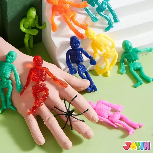 imageJOYIN 72 PCS Halloween Stretchy Skeleton Toys Stretchable Skull squishy toys for Kids Gift Trick Or Treat Goodie Bags Fillers Sticky Hand Toy Party Favors Halloween Spooky Decoration Game PrizesColorful Stretchy Skeletons