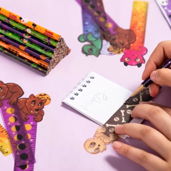 imageJOYIN 72 Pcs Halloween Assorted Stationery Set 24 Packs Halloween Theme Pencils Rulers and Notepads Party Favor Set for Kids Halloween Classroom Favors Gift Prizes Trick or Treat Goodie Bag Filler
