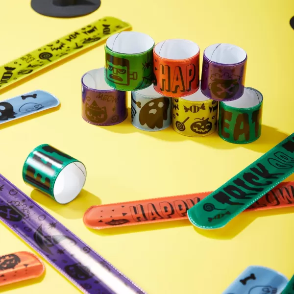 imageJOYIN 72 Pcs Halloween Slap Bracelets Reflective Slap Bracelets Bulk for Kids Gifts Friendship Bracelets for Halloween Goodie Bag Fillers Halloween Party Favors School Classroom Game Prizes