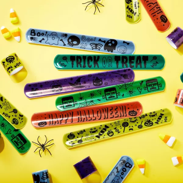 imageJOYIN 72 Pcs Halloween Slap Bracelets Reflective Slap Bracelets Bulk for Kids Gifts Friendship Bracelets for Halloween Goodie Bag Fillers Halloween Party Favors School Classroom Game Prizes