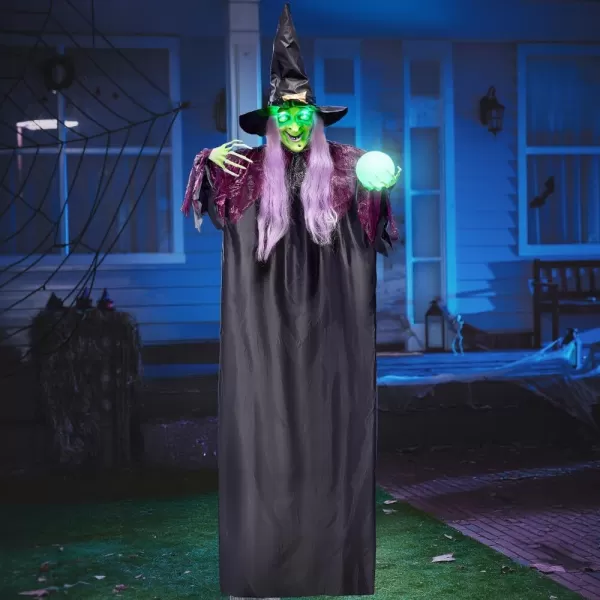 imageJOYIN 78quot Hanging Witch Decor with Magic Ball Halloween Decorations Outdoor Swing Flying Witch Halloween Porch Decor Party Supplies Sound Activated Light Up Eyes Lawn Yard Garden Door Haunted House