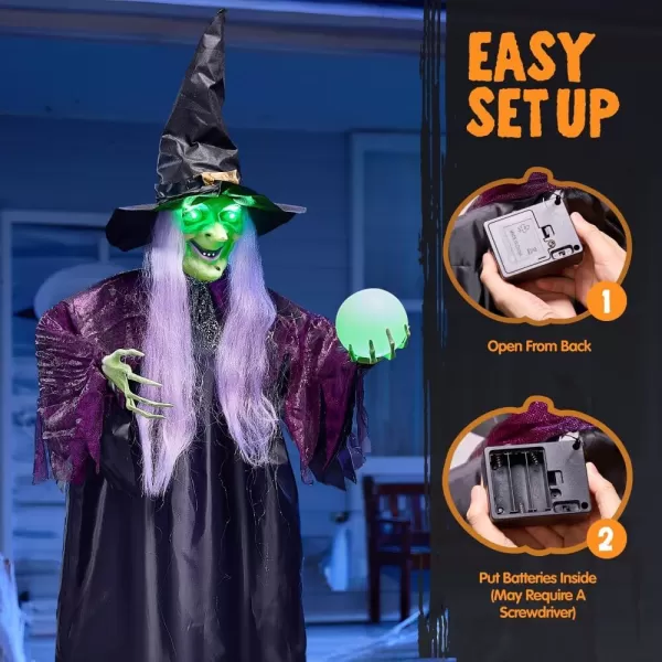imageJOYIN 78quot Hanging Witch Decor with Magic Ball Halloween Decorations Outdoor Swing Flying Witch Halloween Porch Decor Party Supplies Sound Activated Light Up Eyes Lawn Yard Garden Door Haunted House