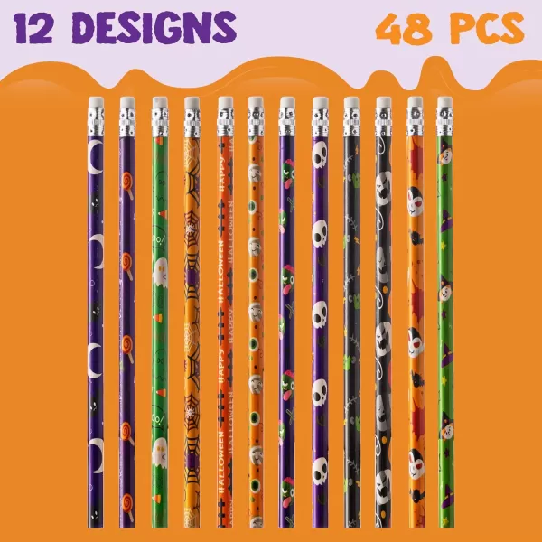 imageJOYIN 96 Pcs Halloween Pencils and Rulers Stationery Set Included 48Pcs Assorted Pencils with 12 Designs 48Pcs Halloween Bookmarks Bulk with 6 Patterns for Halloween Party Favors Supplies