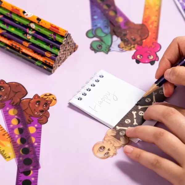 imageJOYIN 96 Pcs Halloween Pencils and Rulers Stationery Set Included 48Pcs Assorted Pencils with 12 Designs 48Pcs Halloween Bookmarks Bulk with 6 Patterns for Halloween Party Favors Supplies