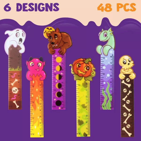 imageJOYIN 96 Pcs Halloween Pencils and Rulers Stationery Set Included 48Pcs Assorted Pencils with 12 Designs 48Pcs Halloween Bookmarks Bulk with 6 Patterns for Halloween Party Favors Supplies