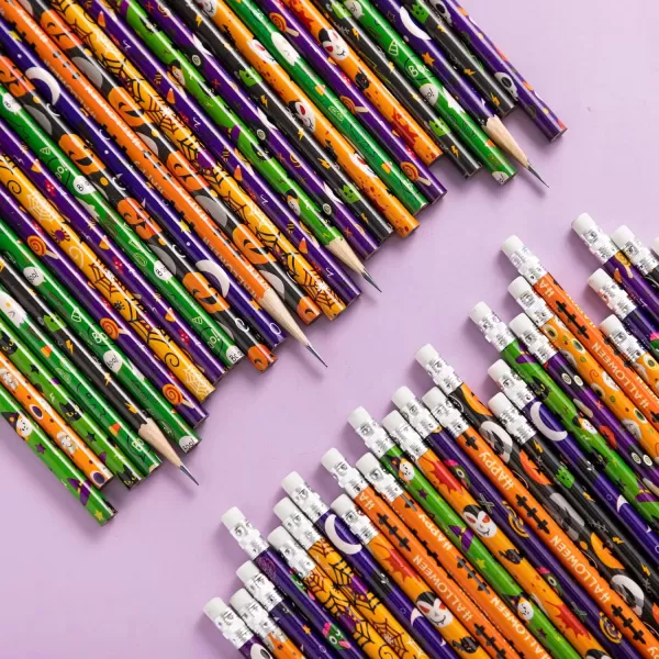 imageJOYIN 96 Pcs Halloween Pencils and Rulers Stationery Set Included 48Pcs Assorted Pencils with 12 Designs 48Pcs Halloween Bookmarks Bulk with 6 Patterns for Halloween Party Favors Supplies