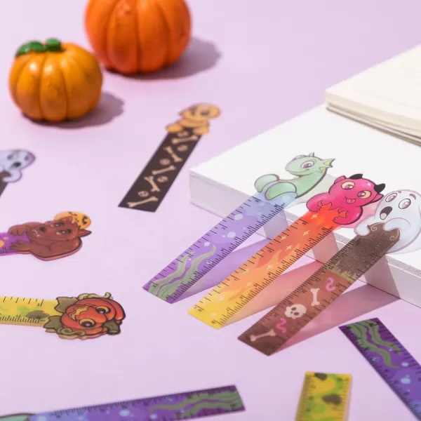 imageJOYIN 96 Pcs Halloween Pencils and Rulers Stationery Set Included 48Pcs Assorted Pencils with 12 Designs 48Pcs Halloween Bookmarks Bulk with 6 Patterns for Halloween Party Favors Supplies
