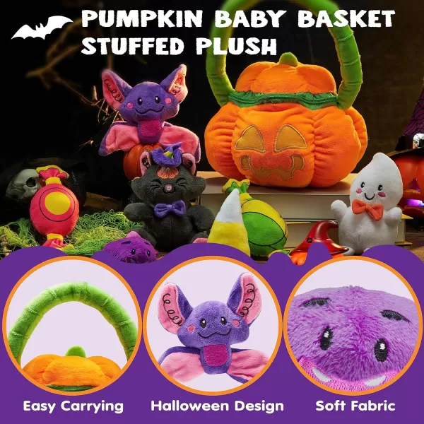 imageJOYIN Babys Pumpkin Halloween Playset with 8 Fun Play Pieces Plush Goodie Bags StuffersFillers Halloween Party Decoration Prizes and Gifts for Infants Boys and GirlsCute Pumpkin