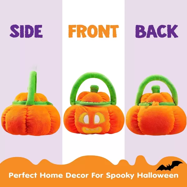 imageJOYIN Babys Pumpkin Halloween Playset with 8 Fun Play Pieces Plush Goodie Bags StuffersFillers Halloween Party Decoration Prizes and Gifts for Infants Boys and GirlsHappy Pumpkin