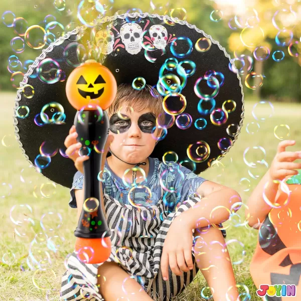 imageJOYIN Halloween Light Up Ghost Bubble Blower Wand Glowing Automatic Bubble Machine with 2 Bubble Solutions Halloween Party Favors Toys Carnival Game Prizes Kids Outdoor ToysPumpkin
