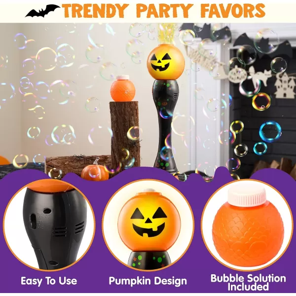 imageJOYIN Halloween Light Up Ghost Bubble Blower Wand Glowing Automatic Bubble Machine with 2 Bubble Solutions Halloween Party Favors Toys Carnival Game Prizes Kids Outdoor ToysPumpkin