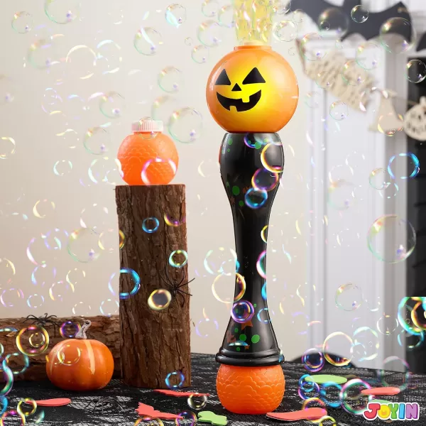 imageJOYIN Halloween Light Up Ghost Bubble Blower Wand Glowing Automatic Bubble Machine with 2 Bubble Solutions Halloween Party Favors Toys Carnival Game Prizes Kids Outdoor ToysPumpkin