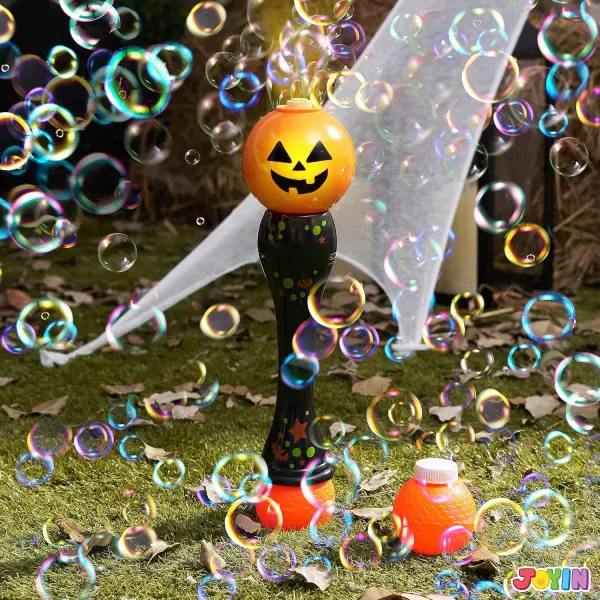 imageJOYIN Halloween Light Up Ghost Bubble Blower Wand Glowing Automatic Bubble Machine with 2 Bubble Solutions Halloween Party Favors Toys Carnival Game Prizes Kids Outdoor ToysPumpkin