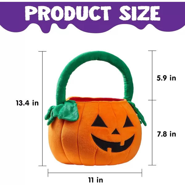 imageJOYIN Halloween Pumpkin Plush Tote Bucket 11 X 134 inches Candy Trick or Treat Bag with Handle with Handle for Party Favor Supplies  Kids Gifts Bags