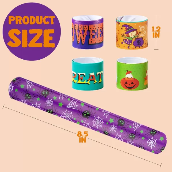 imageJOYIN Halloween Slap Bracelets Party Favors for Kids  100 Pcs Friendship Bracelets Halloween Party Supplies and Decorations Snap Bracelets with Halloween Classies Pattern