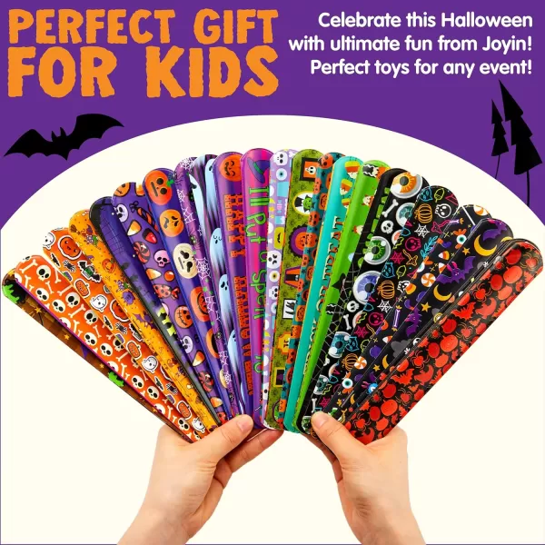 imageJOYIN Halloween Slap Bracelets Party Favors for Kids  100 Pcs Friendship Bracelets Halloween Party Supplies and Decorations Snap Bracelets with Halloween Classies Pattern