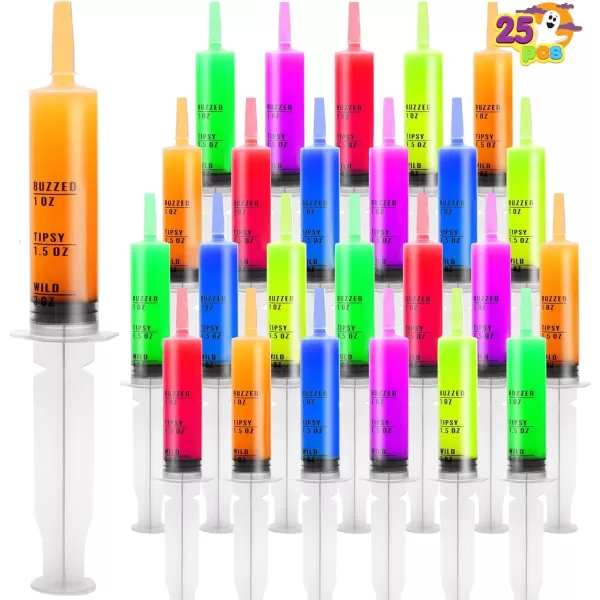 imageJOYIN Pack of 25 Plastic Syringes 60ml 2 oz EasyGrip Caps Reusable Container Tubes with Individually Wrapped ampamp Caps