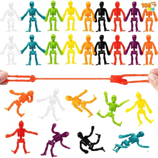 imageJOYIN 108 PCS Halloween Stretchy Skeletons Halloween Sticky Hands Toys Bulk for Halloween Party Favors Decorations Kids Student School Classroom Favors Carnival Game Prizes Goodie Bag Fillers