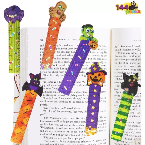 imageJOYIN 144 PCs Halloween Bookmark Rulers Party Favor Pack 6 Designs with Halloween Themed Prints for Holiday Decorations Goodies Halloween Party Dcor Classroom Rewards and Trick or Treat Prizes