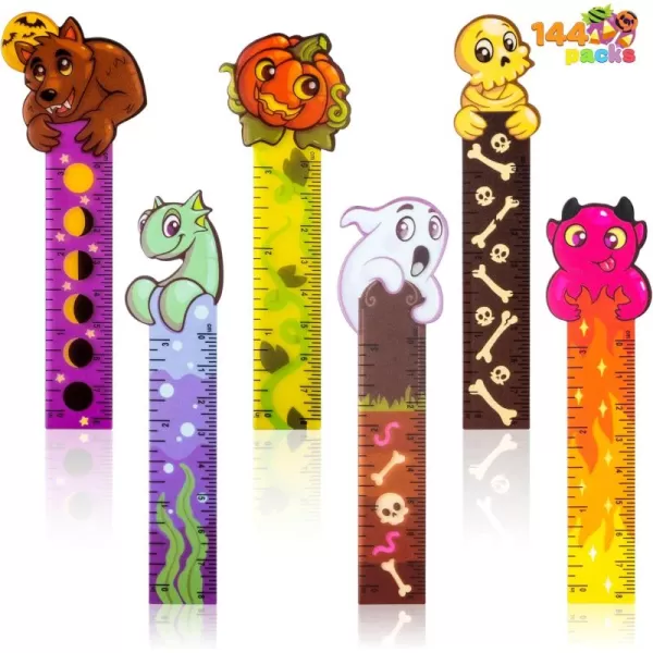 imageJOYIN 144 Pcs Halloween Bookmark Rulers Ruler Markers Party Favor Pack 6 Designs with Halloween Themed Prints for Halloween Party Dcor Classroom Rewards Goodie Bag Fillers Trick or Treat Prizes