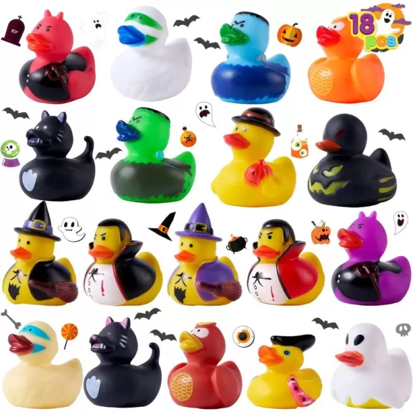 imageJOYIN 18 PCS Halloween Ducks Bath Toys Halloween Rubber Duckies for Halloween Goodie Bag Fillers Trick or Treating Ducky Duck Bulk Toys Party Favors Supplies Halloween Decorations