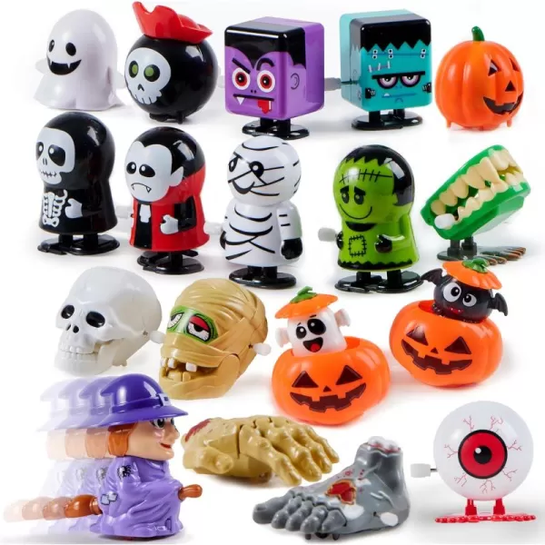 imageJOYIN 18 PCS Halloween Wind Up Toys for Kids Gift Trick or Treats Windup Toys Bulk for Halloween Goodie Bag Fillers Halloween Party Favors Decorations Classroom Prizes Fidget Toys