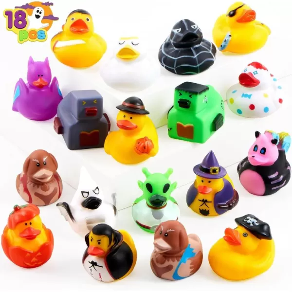 imageJOYIN 18 Pcs Halloween Themed Duckies Bulk Floater Duck for Kids Halloween Party Favors Halloween Decoration Baby Showers Celebrations and Birthdays Gift