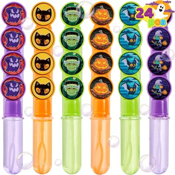 imageJOYIN 24 PCS Halloween Bubble Wands 6 Character Styles Bubble Bottles for Kids Girls Boys Gift Toys Novelty Bubble Blower Party Favor Supplies Outdoor Indoor Activity Use