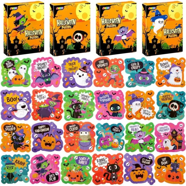 imageJOYIN 24 PCS Halloween Puzzles for Kids Gifts Jigsaw Puzzles Halloween Toys for Trick or Treats Classroom Halloween Goodies Halloween Games Fall Puzzle Crafts School Activities Halloween Dcor