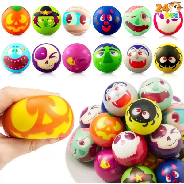 imageJOYIN 24 PCS Halloween Stress Balls Halloween Novelty Toys Balls for Halloween Squishy Toys Slow Release Halloween Party Favors Decoration Supplies Party Bag FillersCute