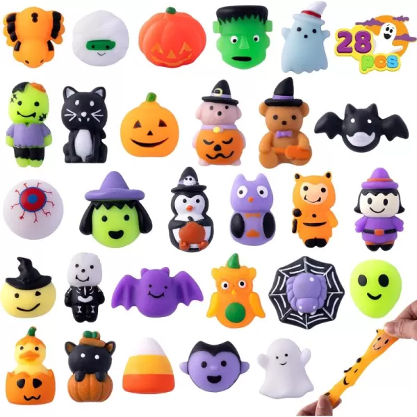 imageJOYIN 28 Pcs Halloween Mochi Squishy Toys Halloween Toys for Halloween Party Favors Halloween Sensory Stress Relief Toys Bulk Trick or Treats Classroom Prizes Gifts Goodie Bag Fillers