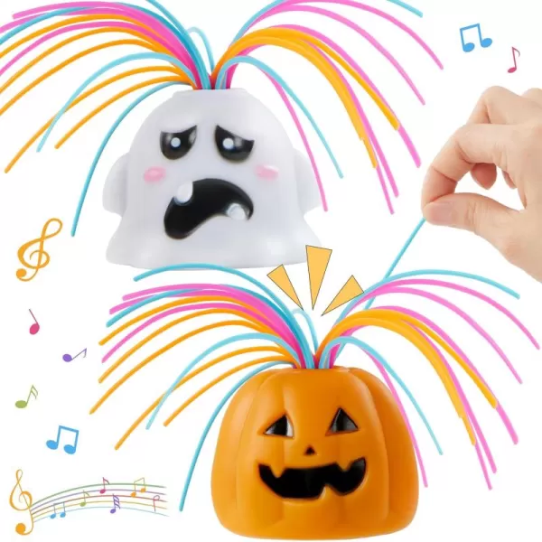 imageJOYIN 2PCS Halloween Screaming Monster Toys for Stress Relief Hair Pulling to Different Screams Novelty Anti Anxiety Fidget Toys Trick or Treats Stretchy Sensory Squishy Toys Party Favors