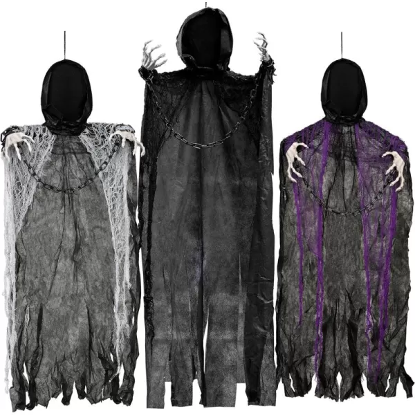 imageJOYIN 3 Pcs Halloween Hanging Grim Reapers Decorations Outdoor One 47quot Two 35quot Faceless Hanging Ghost Decor for Halloween Graveyard Yard Haunted House Prop Halloween Party Supplies Decor