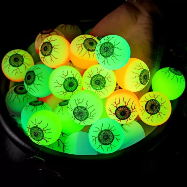 imageJOYIN 36 PCS Halloween Glow Eyeball Bouncy Ball Glow in The Dark Bouncing Balls for Halloween Party Favors Glowing Bounce Ball for Party Decorations School Classroom Game Prizes Kids Gift