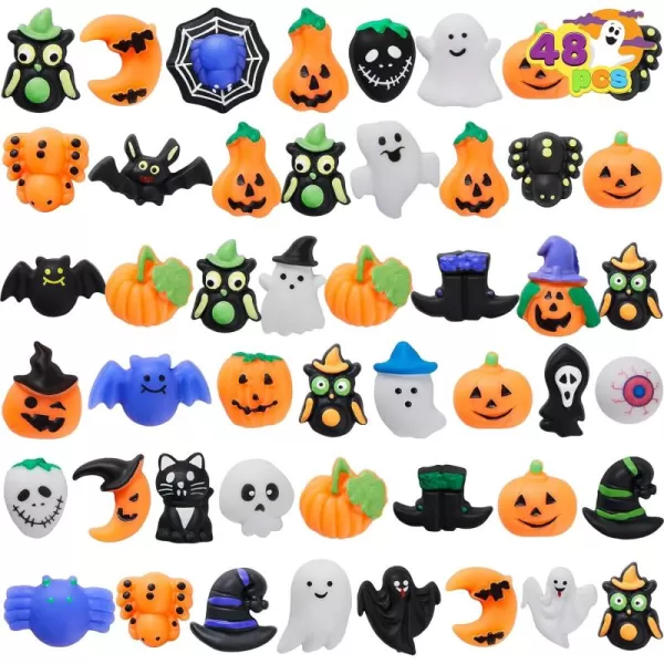 imageJOYIN 48 PCS Halloween Mochi Squishy Toys Mini Squishy Toy Cute Squeeze Toy Stress Reliever Anxiety for Kids Gift Halloween Party Favors Goodie Bags Stuffers Classroom Game Prizes