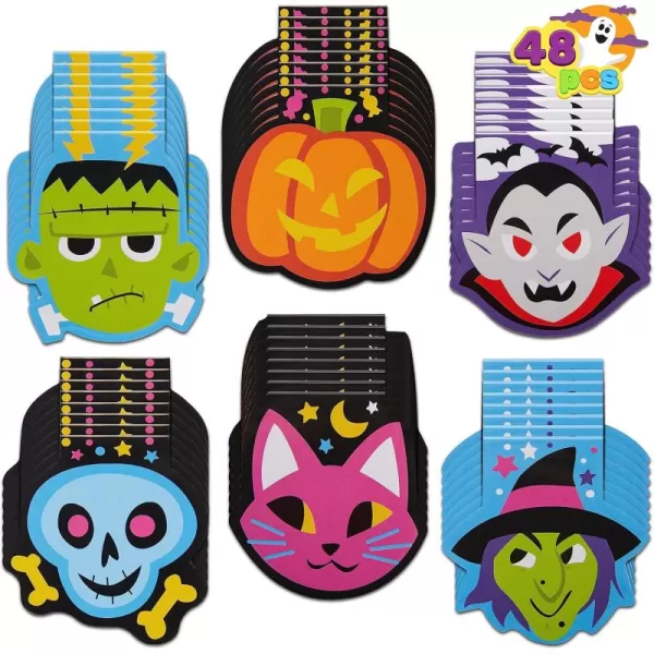 imageJOYIN 48 Pcs Halloween Spooky Characters Mini Notepad Set in 6 Designs Halloween Note Pads Trick or Treat Gifts Set for Kids Halloween Party Favors Classroom Favors Halloween Goodie Bag Fillers