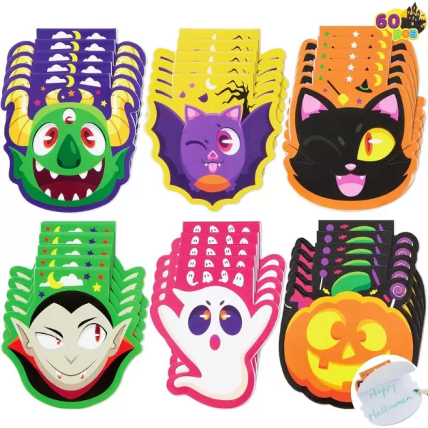 imageJOYIN 60 Pcs Halloween Mini Notepad Set 6 Designs Halloween Spooky Characters Note Pads Mini Notebooks for Kids Boys Girls Halloween Party Supplies Classroom Favors Trick or Treats Bags Fillers