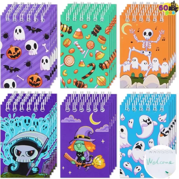imageJOYIN 60 Pcs Halloween Notepad Set 6 Designs Halloween Spooky Notepads for Kids Boys Girls Halloween Party Home School Supplies Classroom Favors Trick or Treats Halloween Goodies Bags Fillers