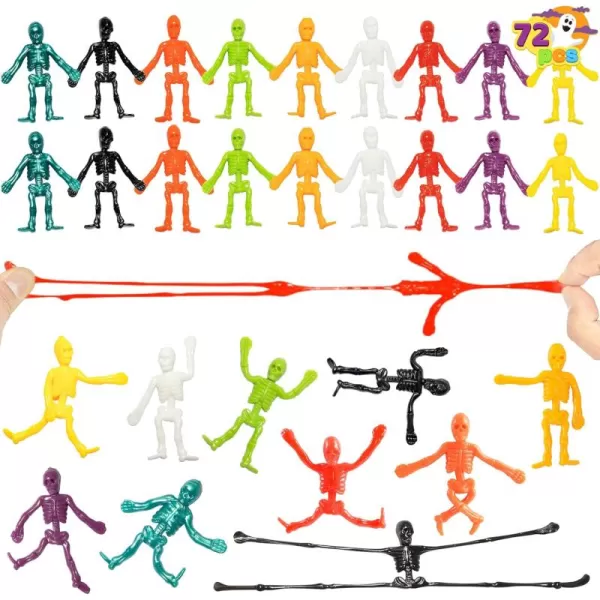 imageJOYIN 72 PCS Halloween Stretchy Skeletons Halloween Stress Relief Toys Assorted 9 Colors Stretchy Skull Toys for Halloween Trick or Treat Party Favor Halloween Goody Bag Fillers