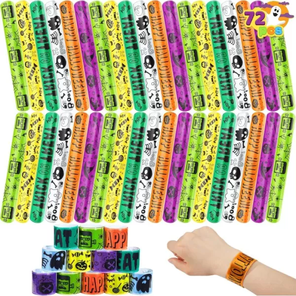 imageJOYIN 72 Pcs Halloween Slap Bracelets Reflective Slap Bracelets Bulk for Kids Gifts Friendship Bracelets for Halloween Goodie Bag Fillers Halloween Party Favors School Classroom Game Prizes