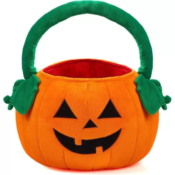 imageJOYIN Halloween Pumpkin Plush Tote Bucket 11 X 134 inches Candy Trick or Treat Bag with Handle with Handle for Party Favor Supplies  Kids Gifts Bags