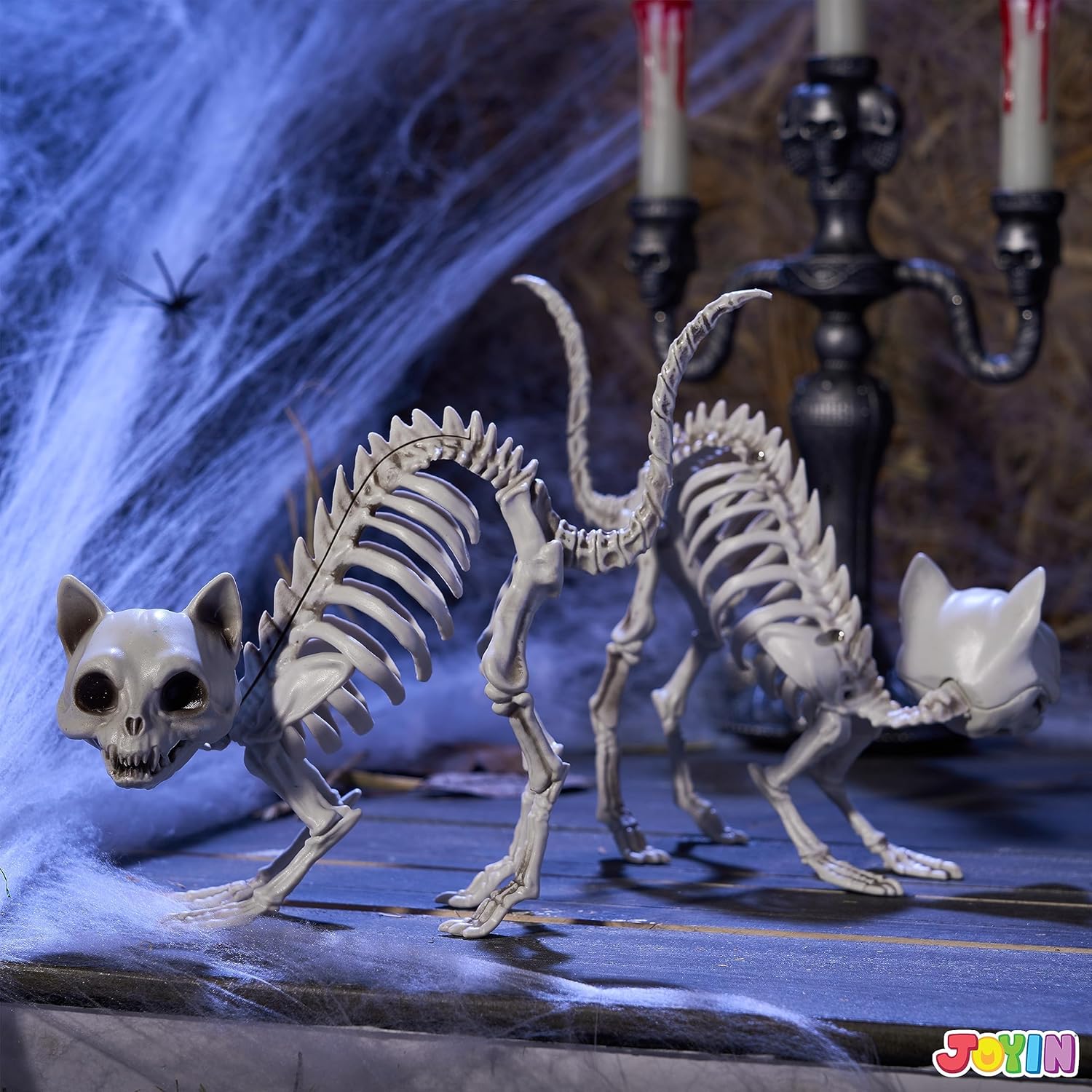 imageJOYIN 2 PCS Skeleton Cats Halloween Indoor Outdoor Decorations Set Animal Courtyard for Photo Props Decorations Trick or Treat Decor Spooky Scene Party Favors 7  79  3 inches