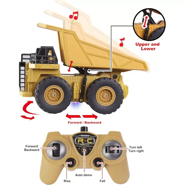 imageJOYIN 2 PCS Remote Control Construction Vehicle Toy Set FrictionPowered RC Excavator ampamp RC Dump Truck with Lights and Sounds for Imaginative Play Birthday Gifts for Toddlers Boys Girls