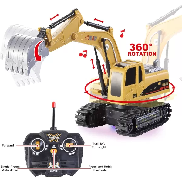 imageJOYIN 2 PCS Remote Control Construction Vehicle Toy Set FrictionPowered RC Excavator ampamp RC Dump Truck with Lights and Sounds for Imaginative Play Birthday Gifts for Toddlers Boys Girls