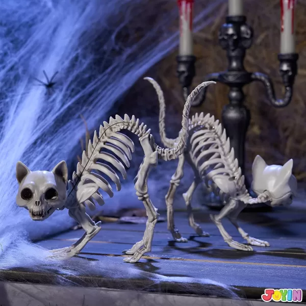 imageJOYIN 2 PCS Skeleton Cats Halloween Indoor Outdoor Decorations Set Animal Courtyard for Photo Props Decorations Trick or Treat Decor Spooky Scene Party Favors 7  79  3 inches