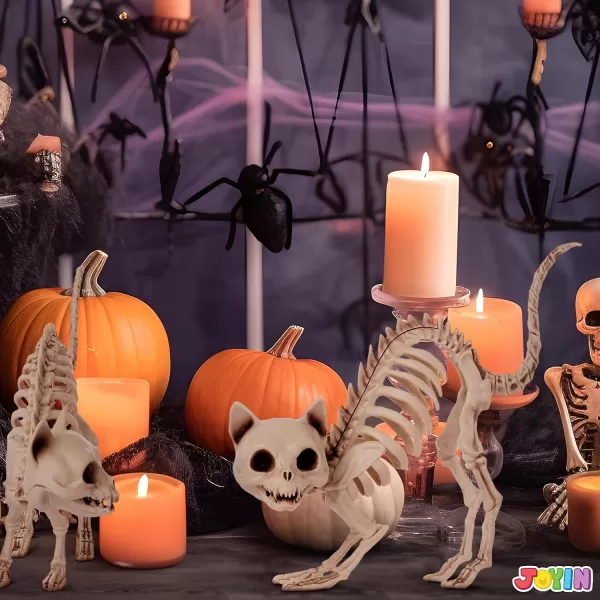 imageJOYIN 2 PCS Skeleton Cats Halloween Indoor Outdoor Decorations Set Animal Courtyard for Photo Props Decorations Trick or Treat Decor Spooky Scene Party Favors 7  79  3 inches